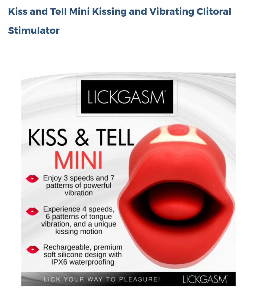 Kiss & Tell Mini Kissing And Vibrating Clitoral Stimulator