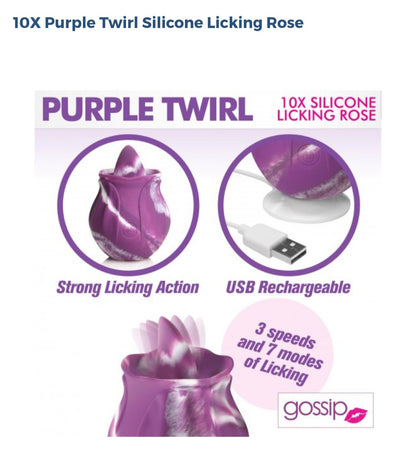 10× Purple Twirl Silicone Licking Rose