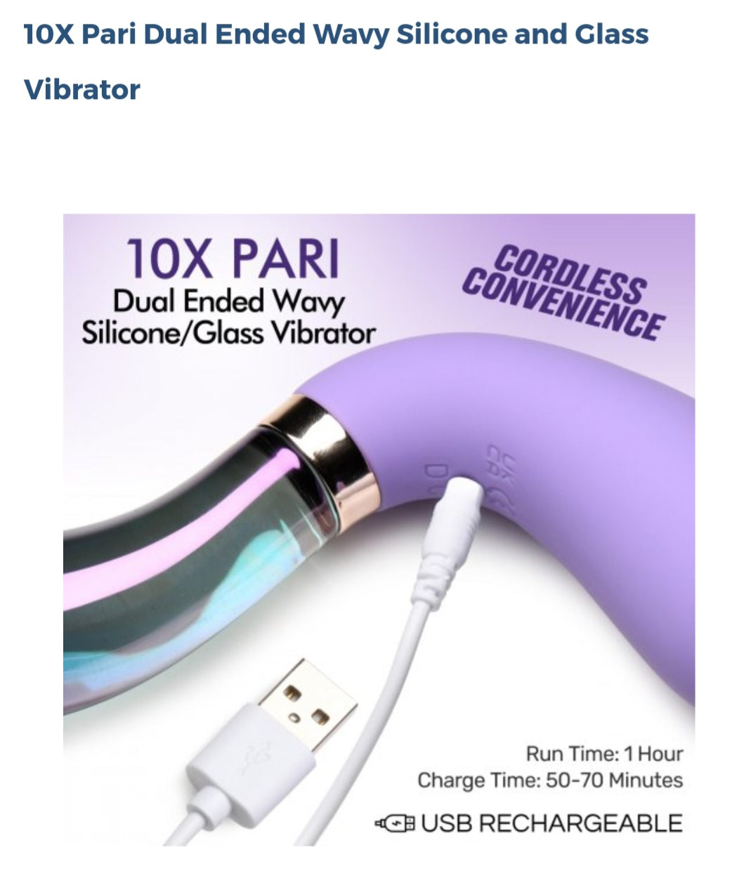 10× Pari Dual Ended Wavy Silicone & Glass Vibrator