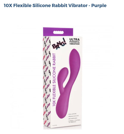 10× Flexible Silicone Rabbit Vibrator- Purple/Pink