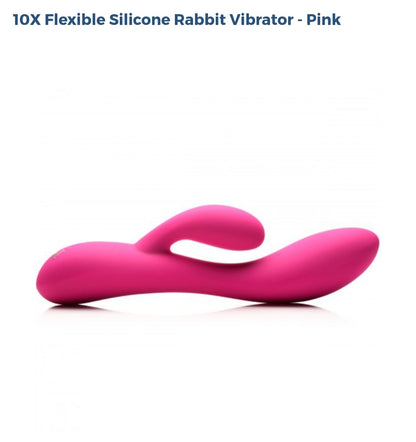 10× Flexible Silicone Rabbit Vibrator- Purple/Pink