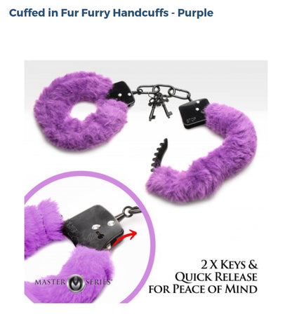 Cuffed In Fur Furry Handcuffs-Pink/Purple