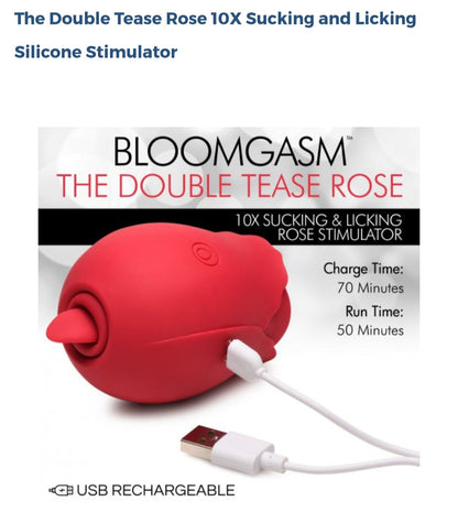 The Double Tease Rose 10× Sucking And Licking Silicone Stimulator