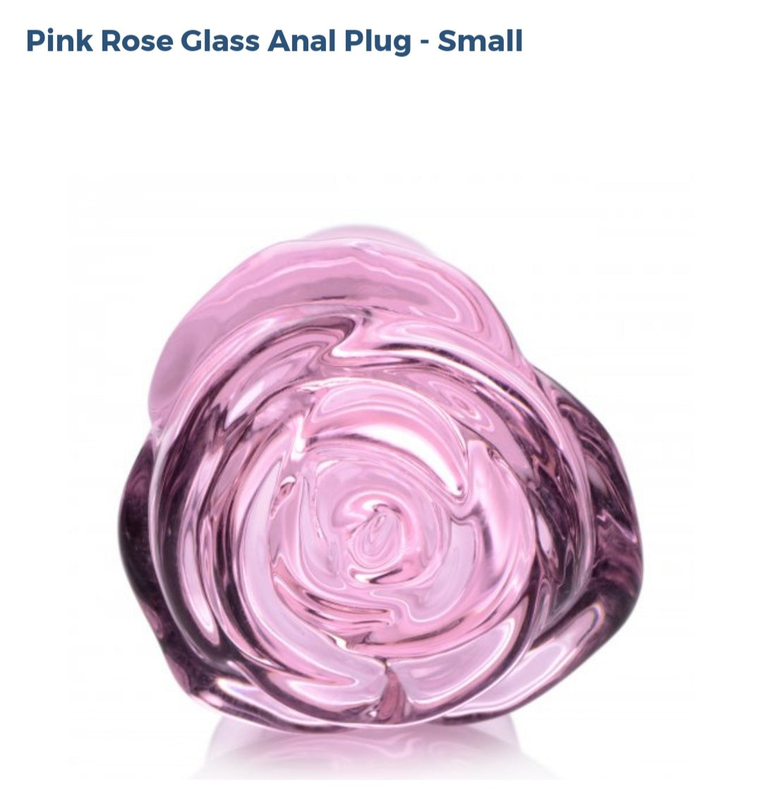 Booty Sparks Pink Rose 🌹 Glass Anal Plug (Small)