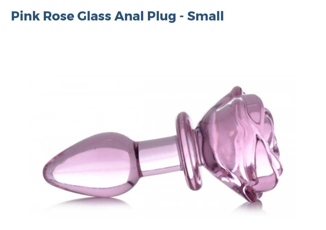 Booty Sparks Pink Rose 🌹 Glass Anal Plug (Small)