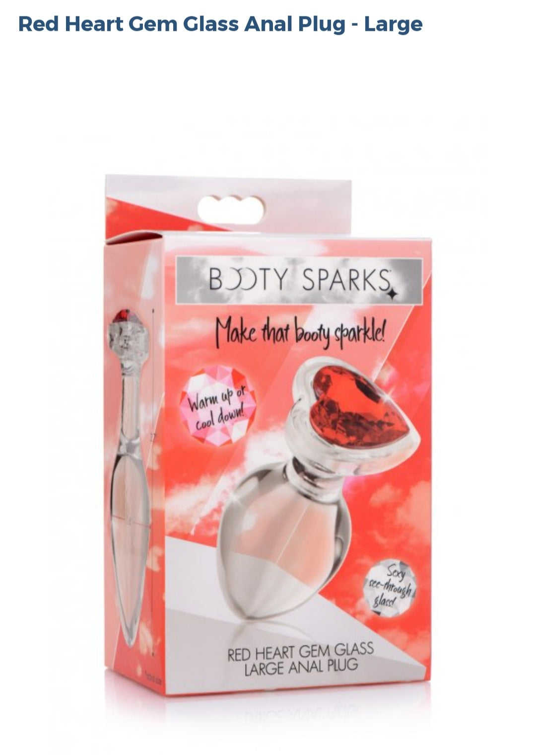 Booty Sparks Red Heart ❤ Gem Large Glass Anal Plug