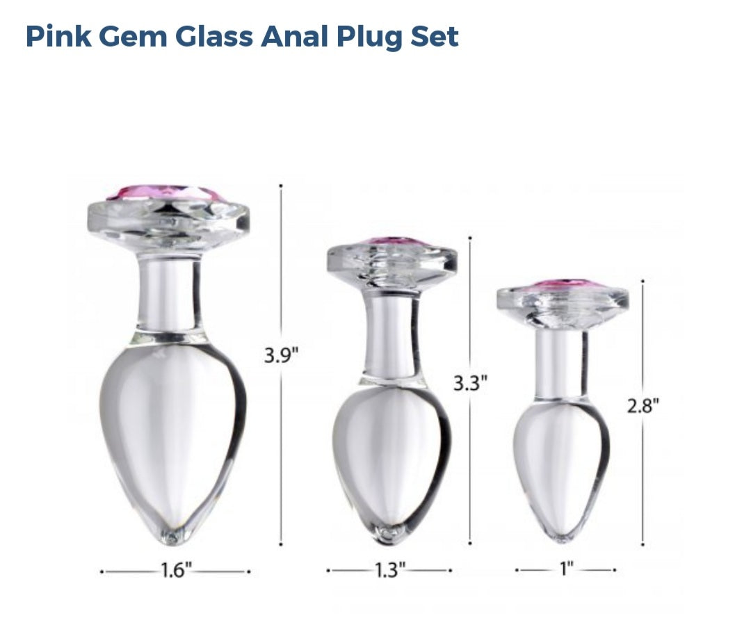 Booty Sparks Pink Gem 💎 Glass Anal Plug Set