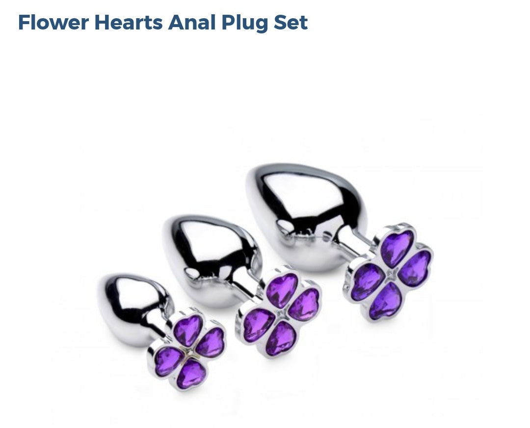 Booty Sparks Flower Hearts 💜 Anal Plug 3 Piece Set