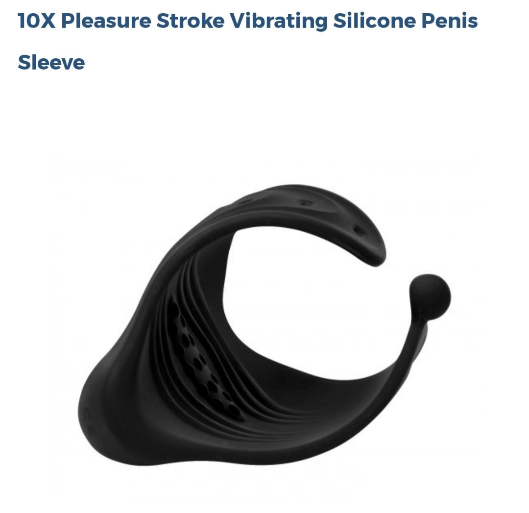 10x Pleasure Stroke Vibrating Pleasure Silicone Penis Sleeve