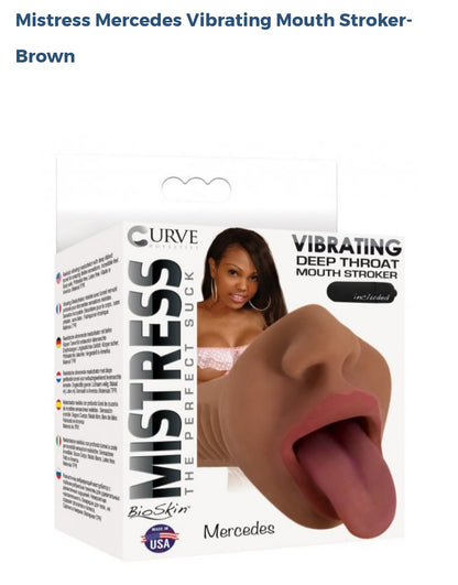 Mistress Mercedes Vibrating Mouth Stroker-Melanated 👄