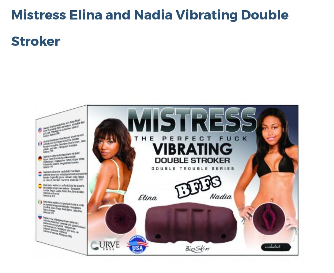 Mistress Elina And Nadia Vibrating Double Stroker-Melanated