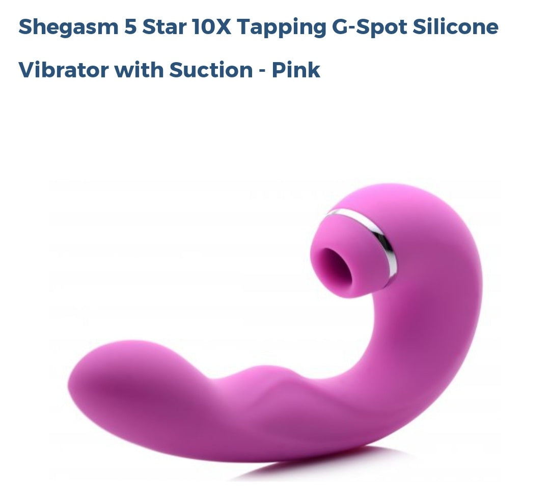Shegasm 5 Star 🌟 10X Tapping  G-Spot Silicone Vibrator With Suction-Pink