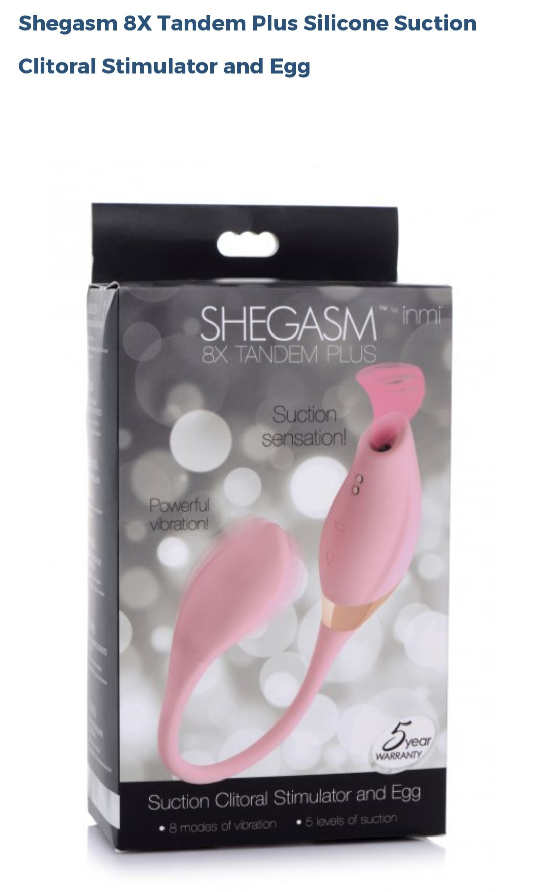 Shegasm 8X Tandem Plus Silicone Suction Clitoral Stimulator And Egg 🥚