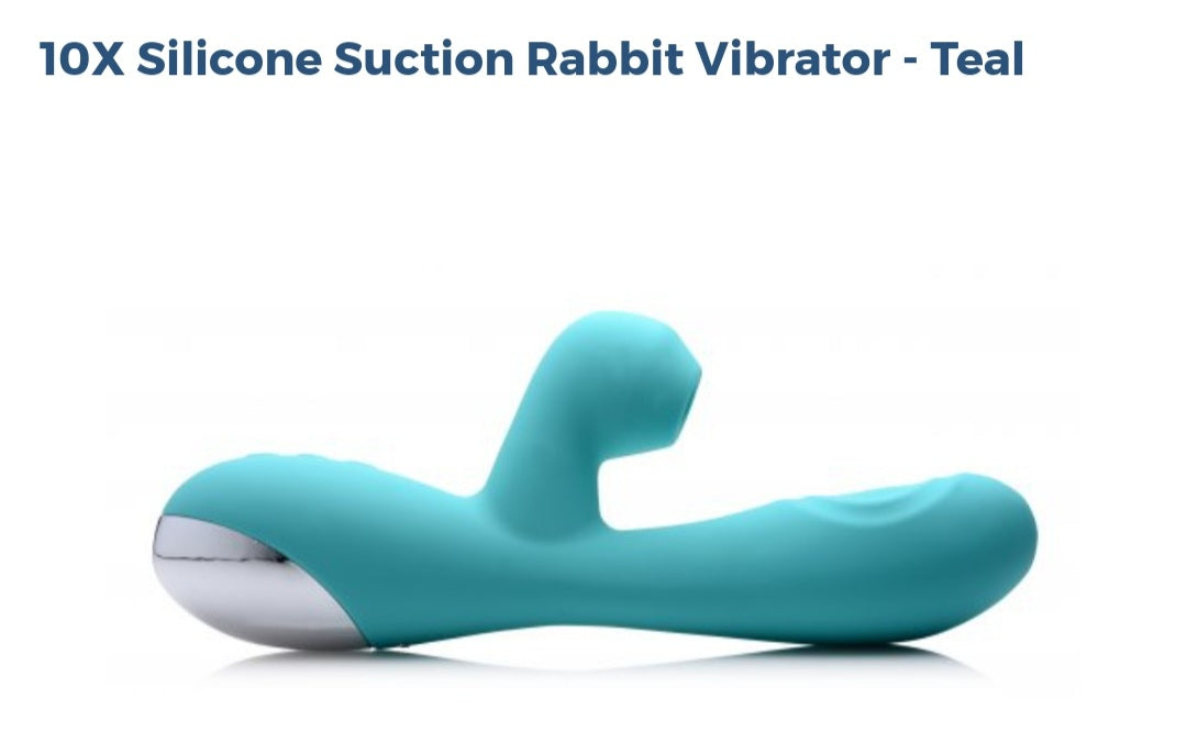 10X Silicone Suction Rabbit 🐇  Vibrator-Teal