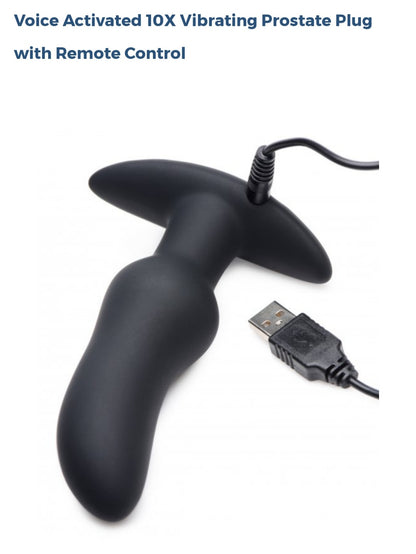 Voice Activated 10X Vibrating Prostate Plug With Remote Control