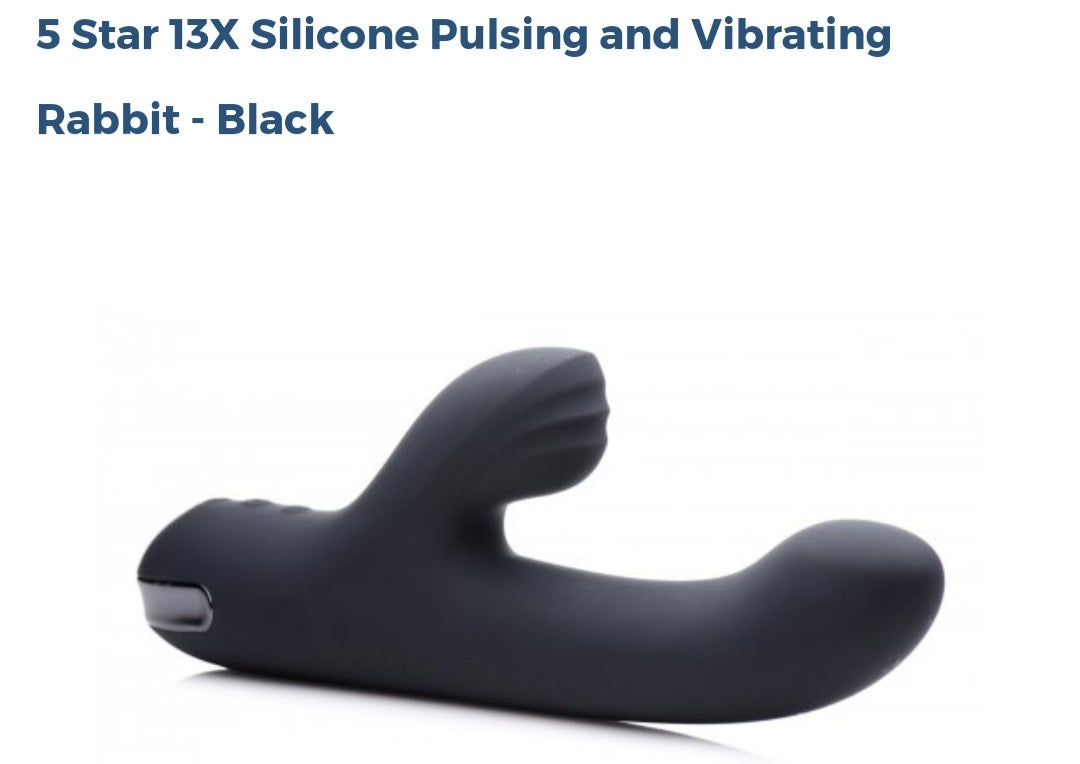 5 Star 🌟 13X Silicone Pulsing And Vibrating Rabbit-Black