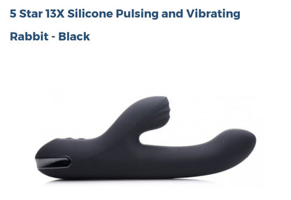 5 Star 🌟 13X Silicone Pulsing And Vibrating Rabbit-Black