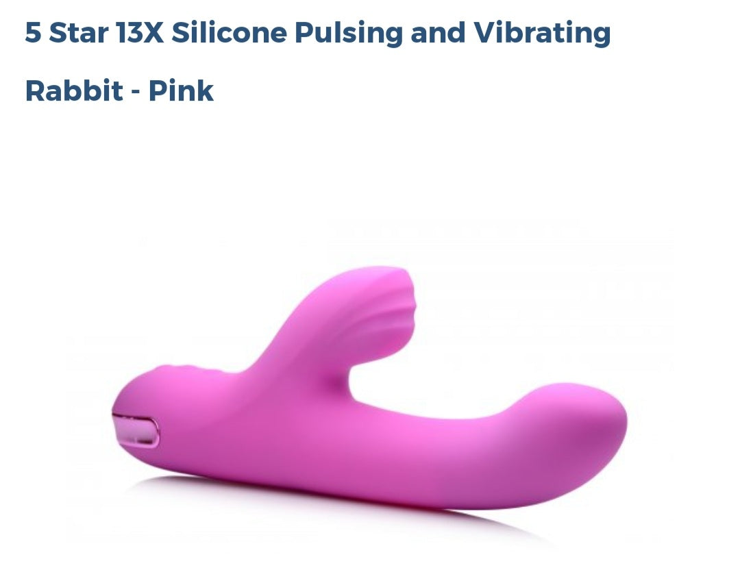 5 Star 🌟 13X Silicone Pulsing And Vibrating Rabbit-Pink