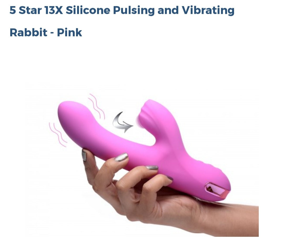 5 Star 🌟 13X Silicone Pulsing And Vibrating Rabbit-Pink